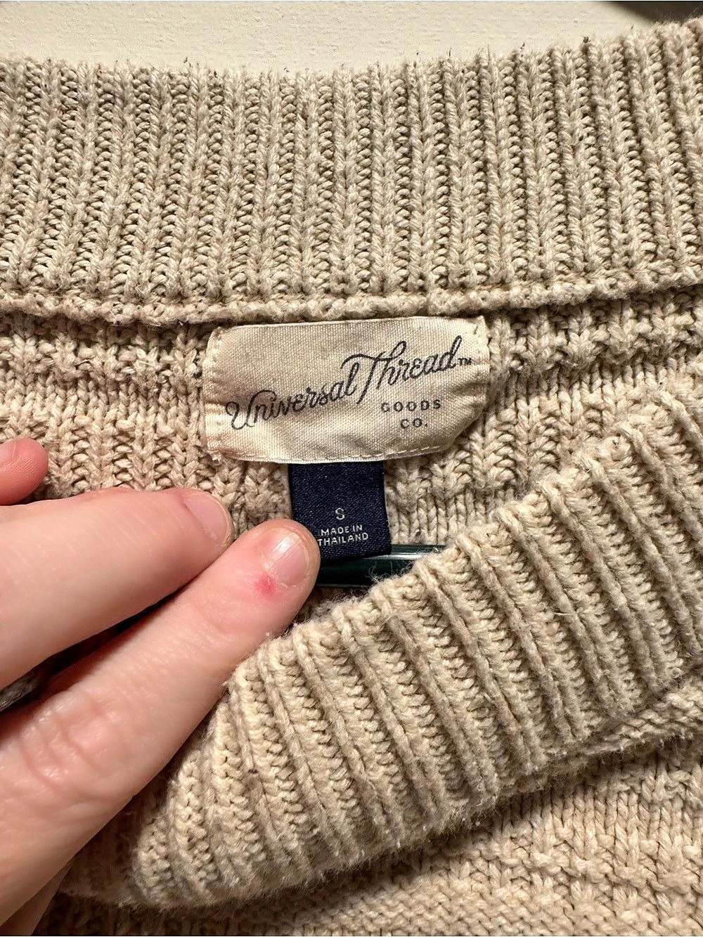 Universal Thread Beige Ribbed Crew Neck Sweater - Picture 2 of 2
